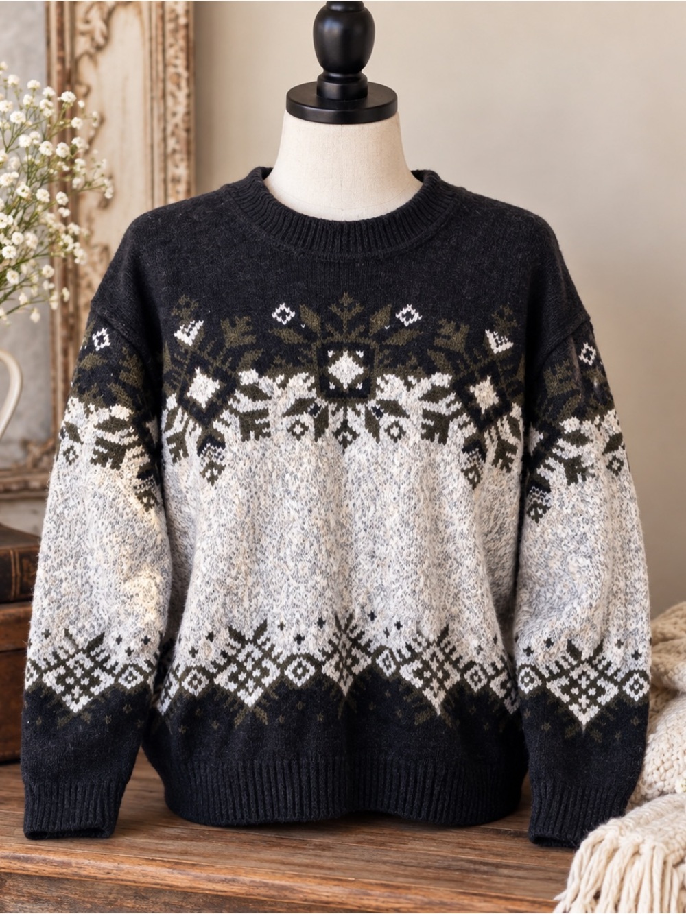Vintage Fair Isle Nordic Knit Sweater Winter Pullover ❄️